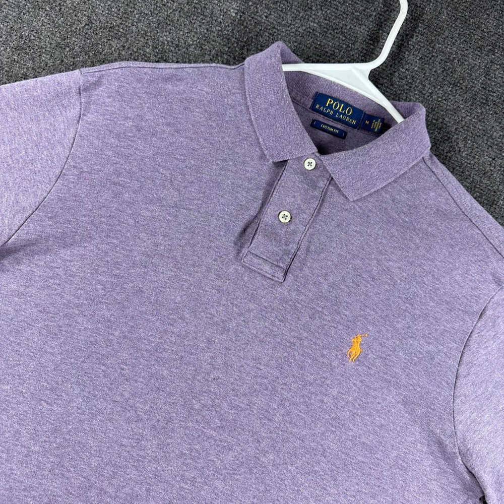 Polo Ralph Lauren Polo Shirt Mens M Medium Purple Custom Fit Orange Pony Logo